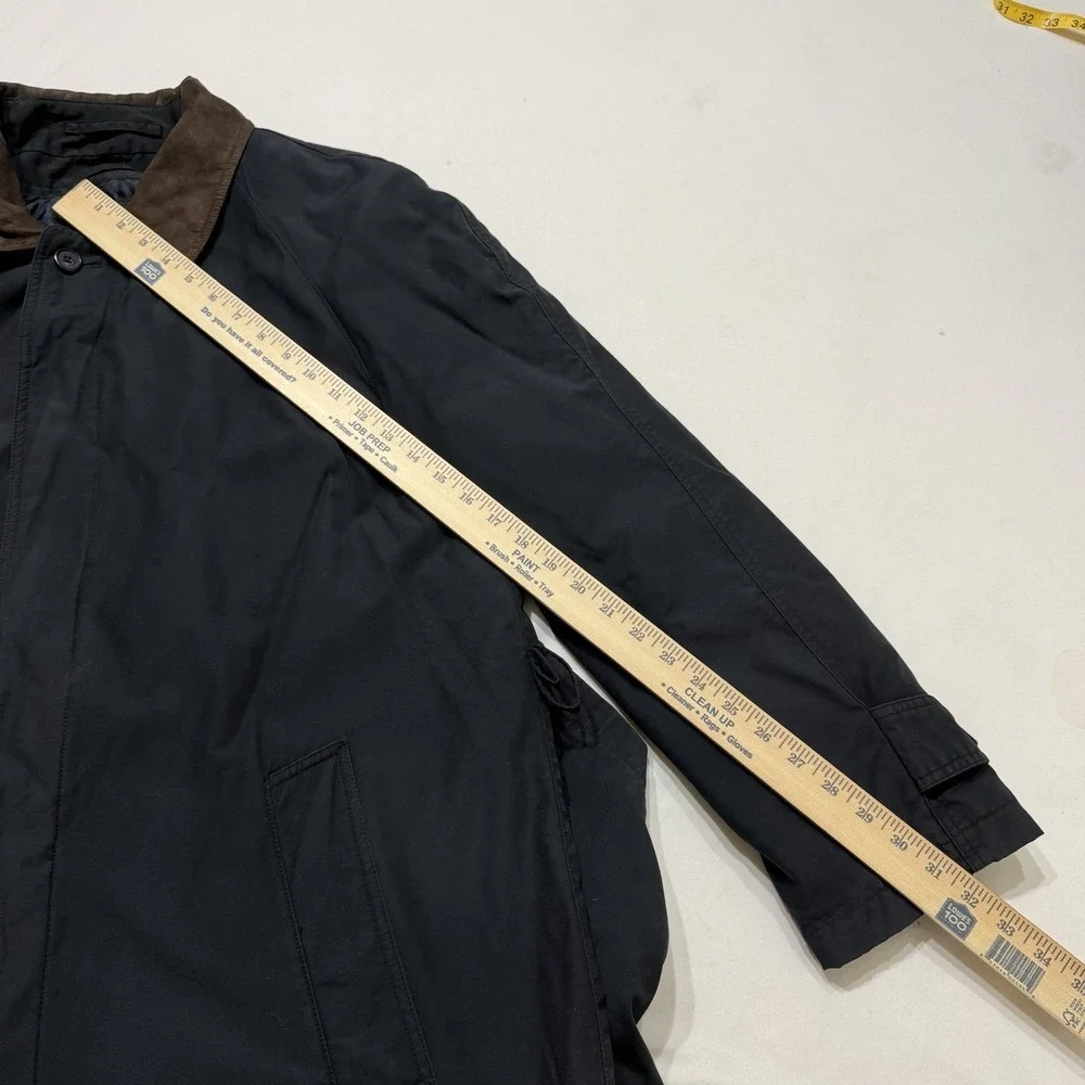 Bill Blass Mens 40L‎ Black Long Car Coat Removable Plaid Liner Overcoat *Flaws*